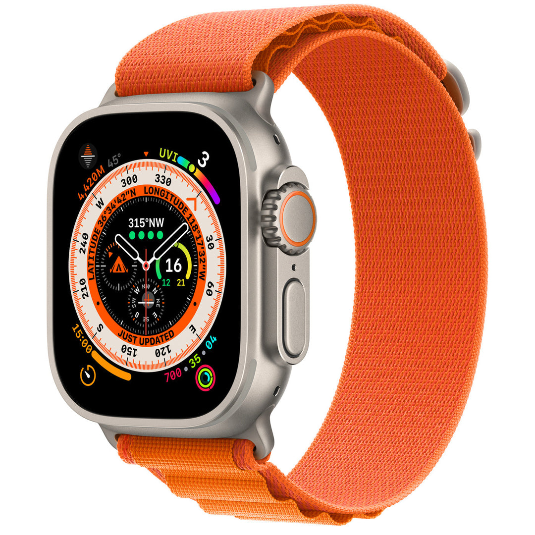 Apple Watch Ultra Titanium Case with Orange Alpine Loop 49mm GPS + Cellular