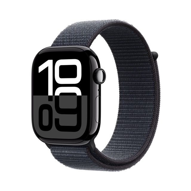 Apple Watch Series 10 GPS + Cellular Jet Black Aluminum Case with Ink Sport Loop